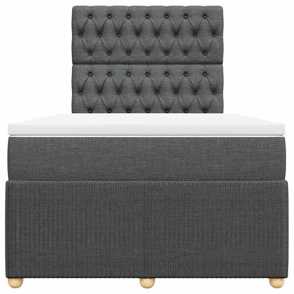 vidaXL Box spring postelja z vzmetnico temno siva 120x190 cm blago