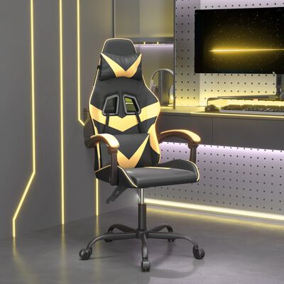 vidaXL Gaming stol črno in zlato umetno usnje