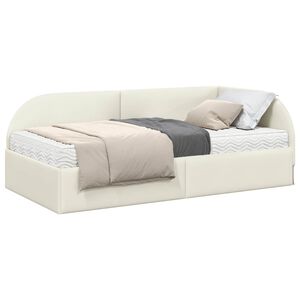 vidaXL Kotni okvir postelje z matrico 2 kos krema 80 x 200 cm Žamet