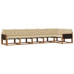 vidaXL Zunanja garnitura za sedenje z blazino 6 pcs Naravna in bež