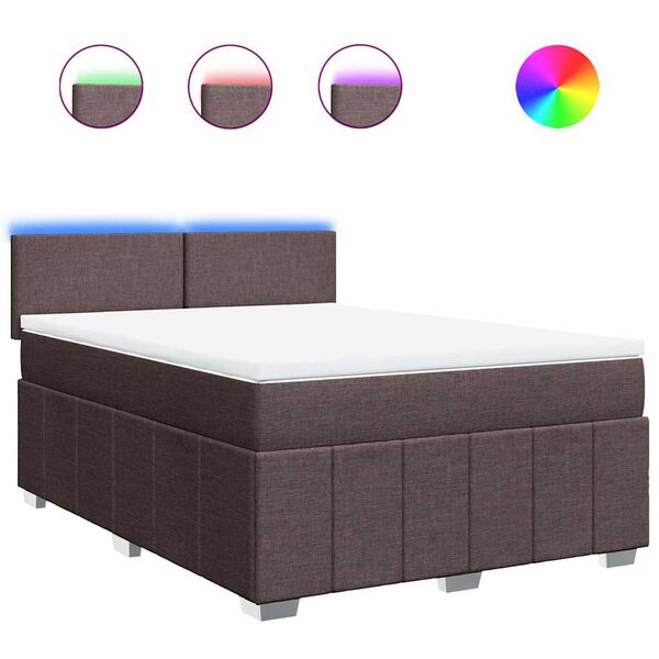 vidaXL Box spring postelja z vzmetnico temno rjav 140x190 cm blago