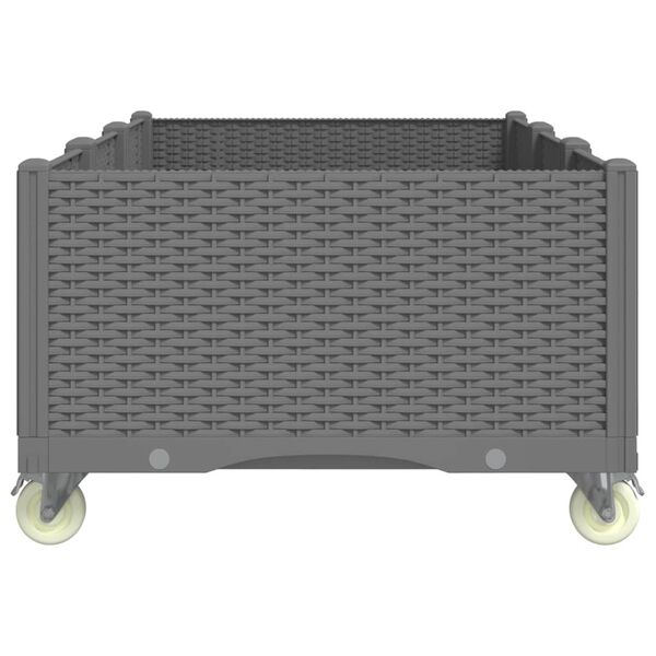 vidaXL Cvetlično korito s kolesi svetlo sivo 150x80x54 cm PP
