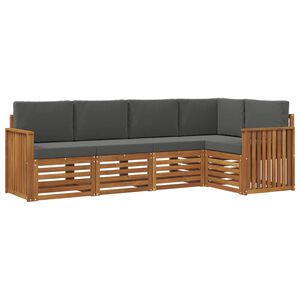 vidaXL Kotna sedežna garnitura z blazino 5 pcs Naravna in antracitna