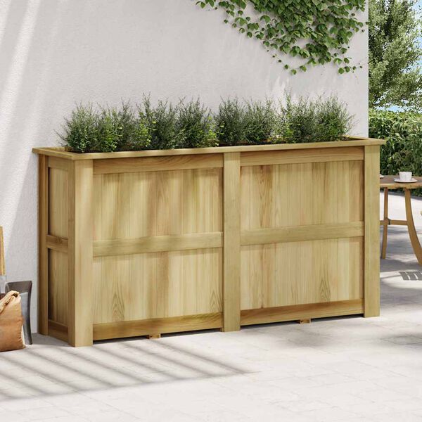 vidaXL Dvignjeno cvetlično korito 196x50x100 cm impregnirana borovina