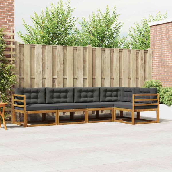 vidaXL Zunanja garnitura za sedenje 5 pcs Naravna in antracitna