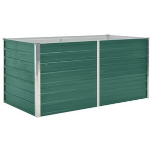 vidaXL Dvignjeno cvetlično korito 160x80x77 cm pocinkano jeklo zeleno