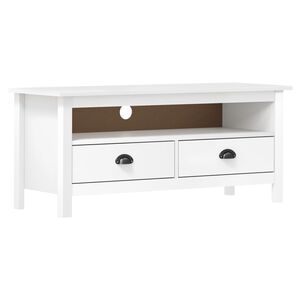vidaXL TV omarica Hill bela 110x40x47 cm trdna borovina