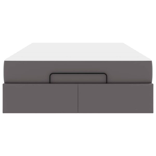 vidaXL Konstrukcija postelje z vzmetnico Siva 120 x 190 cm Umetna koža