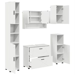 vidaXL Komplet pohi&scaron;tva za kopalnico 5 kos Bela 35 x 30 x 192 cm