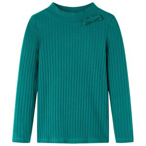 Otro&scaron;ka majica z dolgimi rokavi rebrasta pletenina temno zelena 104