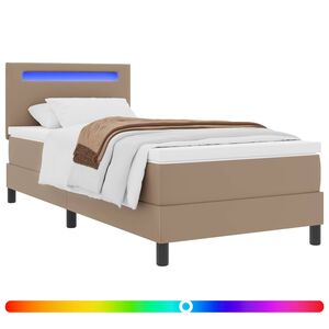 vidaXL Postelja z vzmetnico Kapučino 90 x 200 cm Umetna koža