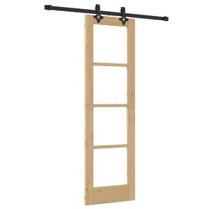 vidaXL Drsna vrata Naravna 61 x 198,5 cm Trden borov les in steklo