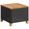 vidaXL Vrtna miza črna 45x45x37 cm poli ratan in akacijev les