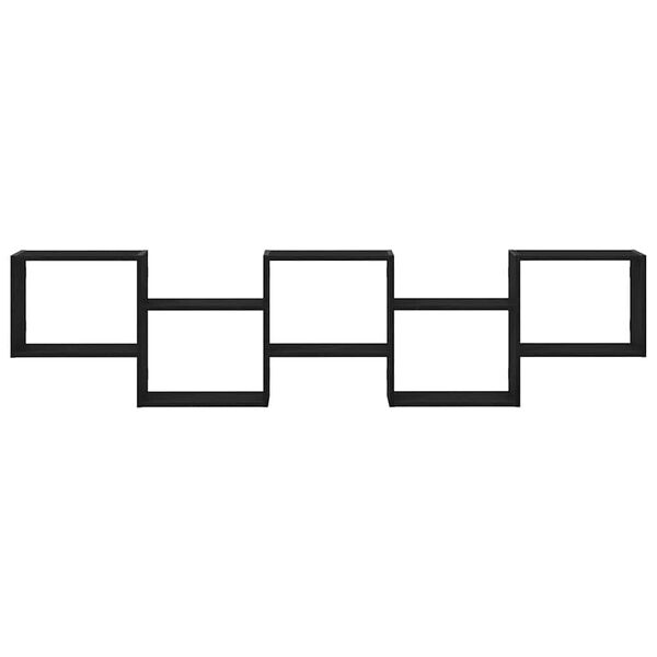vidaXL Stenska kockasta polica 5 predelki črn inženirski les