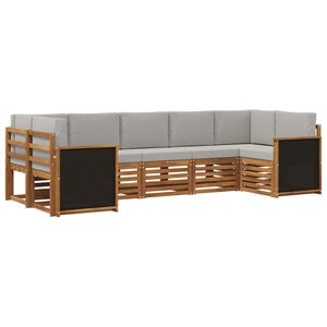 vidaXL Kotna sedežna garnitura z blazino 6 pcs Naravna in svetlo siva