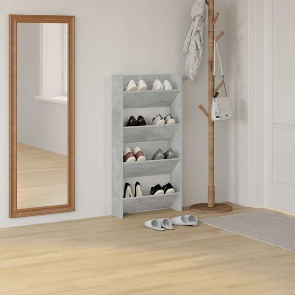 vidaXL Stenska omara za čevlje 2 kosa betonsko siva 60x18x60 cm