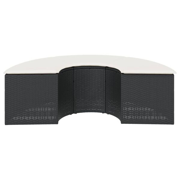 vidaXL Vrtni stolček za noge z blazino črn poli ratan