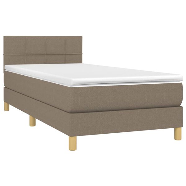 vidaXL Box spring postelja z vzmetnico taupe 100x200 cm blago