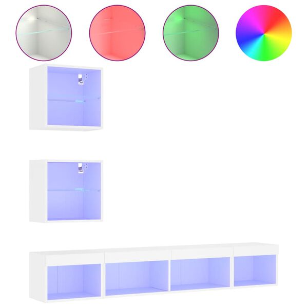 vidaXL Komplet TV omaric LED 5-delni bel inženirski les