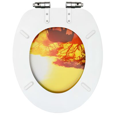 vidaXL Deska za WC školjko počasno zapiranje mediapan dizajn savane