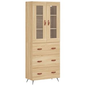 vidaXL Visoka komoda sonoma hrast 69,5x34x180 cm inženirski les