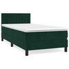 vidaXL Box spring postelja z vzmetnico temno zelena 100x200 cm žamet