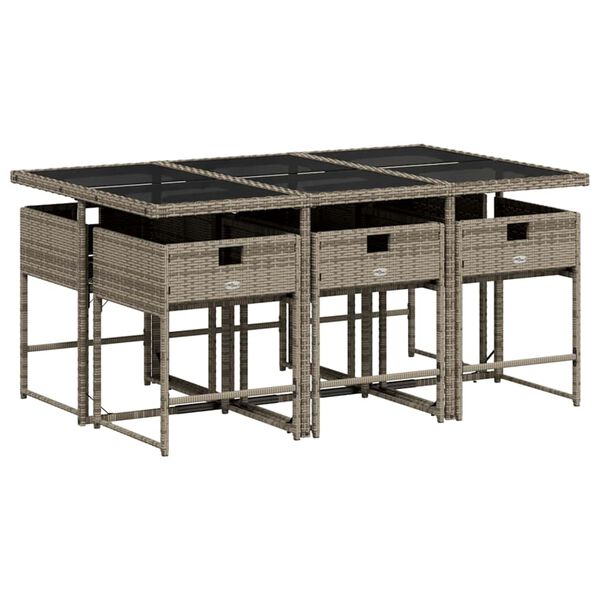 vidaXL Vrtna jedilna garnitura 7-delna z blazinami siv poli ratan