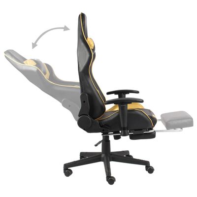 vidaXL Vrtljiv gaming stol z naslonjalom za noge zlat PVC