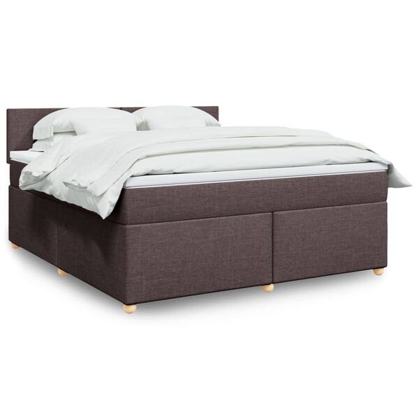vidaXL Box spring postelja z vzmetnico temno rjava 180x200 cm blago