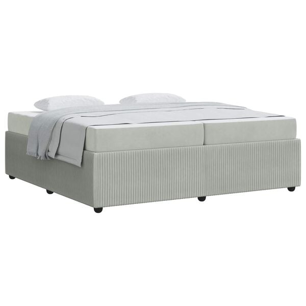 vidaXL Konstrukcija postelje Svetlo siva 200 x 200 cm blago
