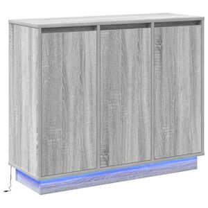 vidaXL LED bočni predalnik Siva Sonoma 90 x 32 x 75 cm Inženirski les