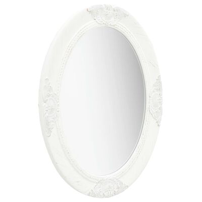 vidaXL Stensko ogledalo v baročnem stilu 50x70 cm belo