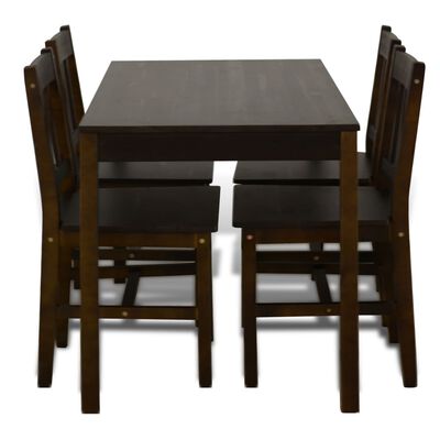 Lesena jedilna miza s 4 stoli rjave barve