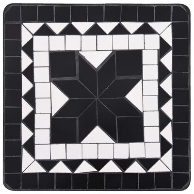vidaXL Stranska mizica z mozaikom črna in bela keramika