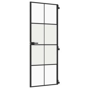 vidaXL Notranja vrata ozka črna 76x201,5 cm kaljeno steklo in aluminij