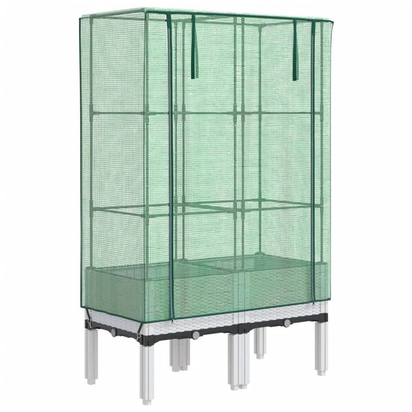 vidaXL Visoka greda s prevleko za rastlinjak videz ratana 80x40x140 cm