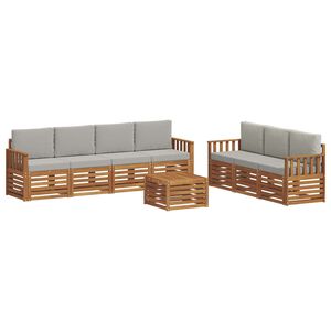 vidaXL Sedežne garniture z blazino 8 pcs Naravna in svetlo siva