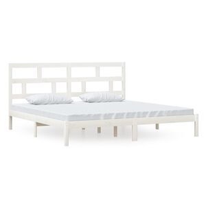 vidaXL Posteljni okvir bel iz borovine 200x200 cm