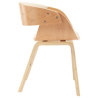 vidaXL Jedilni stoli 2 kosa krem ukrivljen les in umetno usnje