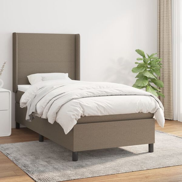 vidaXL Box spring postelja z vzmetnico taupe 100x200 cm blago