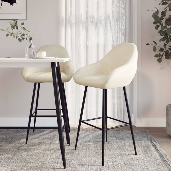 vidaXL Barski stolčki 2 kosa krem žamet