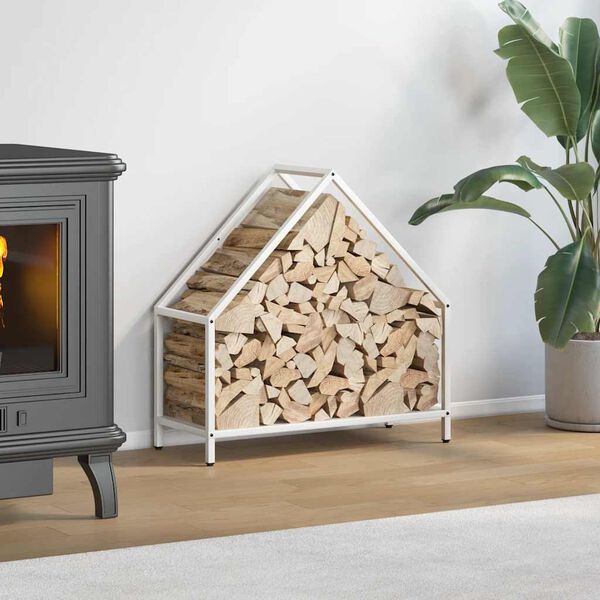 vidaXL Stojalo za drva White 60x25x60 cm Hladno valjano jeklo