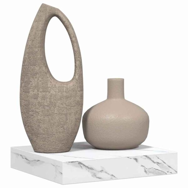 vidaXL Stenska polica Beli marmor 23 x 23,5 x 4 cm Konstruiran les