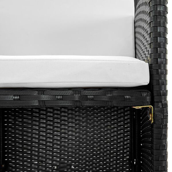 vidaXL Zunanja jedilna garnitura z blazinami 13-delna poli ratan črna