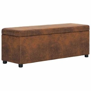 vidaXL Klop s prostorom za shranjevanje 116 cm rjavo umetno usnje