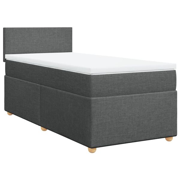 vidaXL Box spring postelja z vzmetnico temno siva 90x190 cm blago
