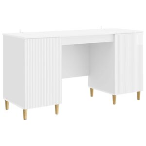 vidaXL Miza z vrati Bela visok sijaj 142,5 x 50 x 75 cm Inženirski les