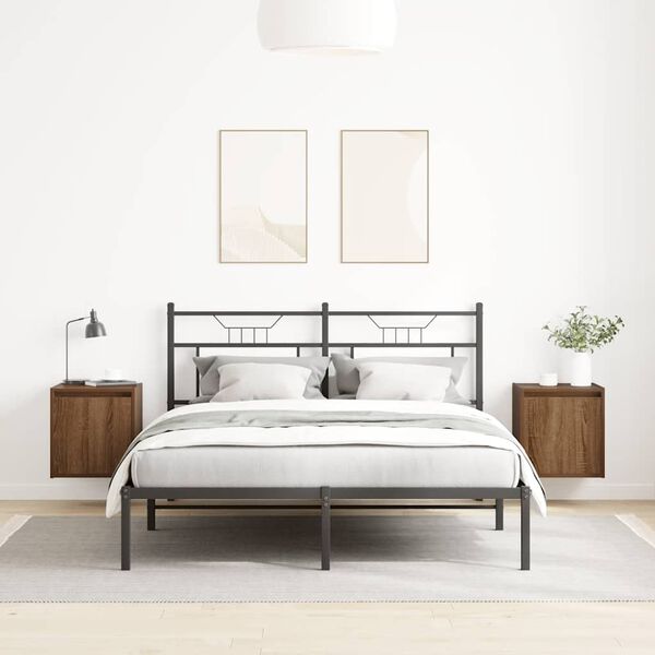 vidaXL Stenska nočna omarica 2 kosa rjavi hrast 38x34x40 cm