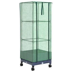 vidaXL Cvetličnik z rastlinjakom in kolesi Modro sivo 40 x 40 x 129 cm