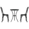 vidaXL Vrtnik Bistro Set 3 pcs Črna Aluminij